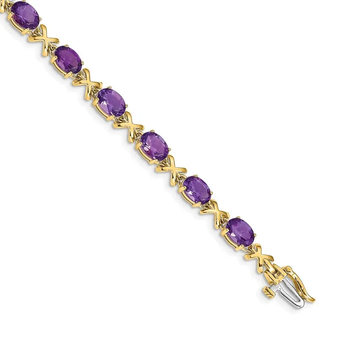 goldiaca Bracelets 14k Yellow Gold 7x5mm Oval Amethyst Bracelet