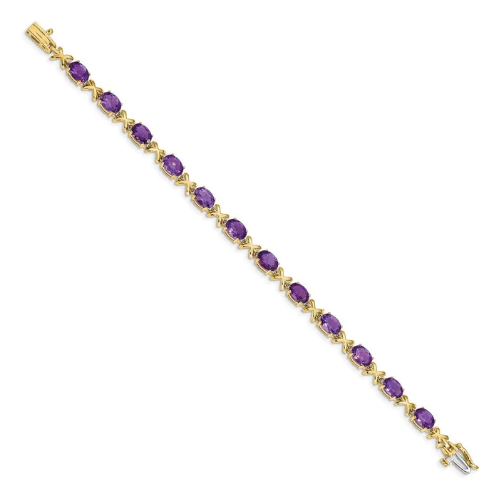 goldiaca Bracelets 14k Yellow Gold 7x5mm Oval Amethyst Bracelet