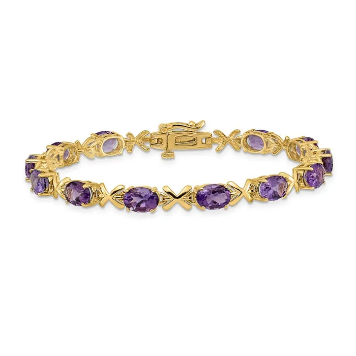 goldiaca Bracelets 14k Yellow Gold 7x5mm Oval Amethyst Bracelet