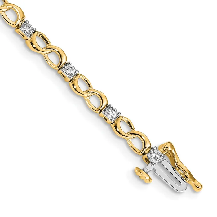goldiaca Bracelets 14k Yellow Gold Natural Diamond Figure 8 Link Bracelet goldiaca Bracelets 14k Yellow Gold Natural Diamond Figure 8 Link Bracelet