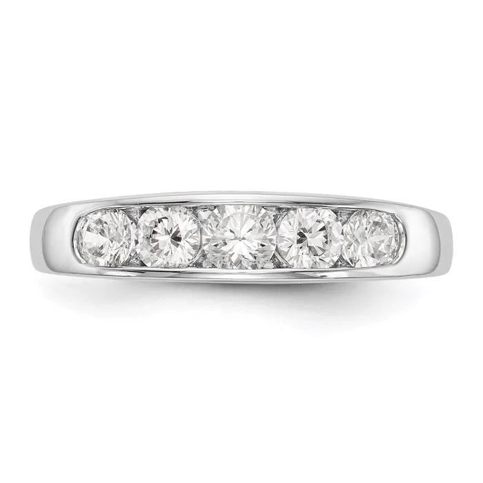 goldiaca Rings 14K White Gold 5Stone Real Diamond Channel Band
