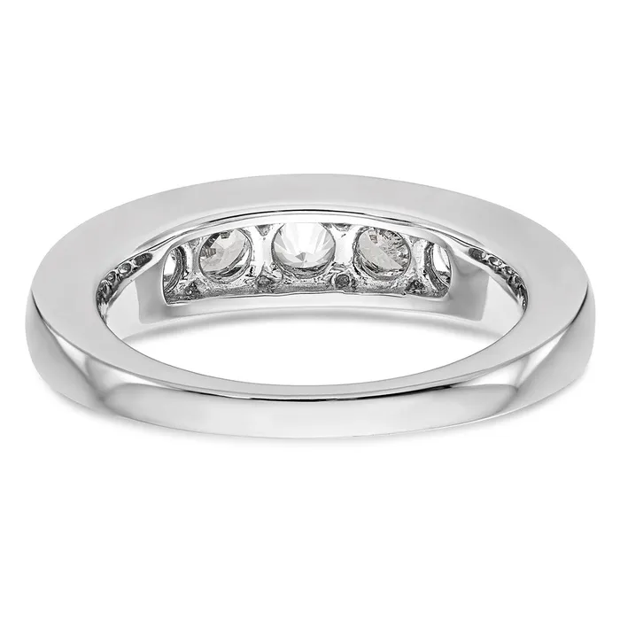 goldiaca Rings 14K White Gold 5Stone Real Diamond Channel Band