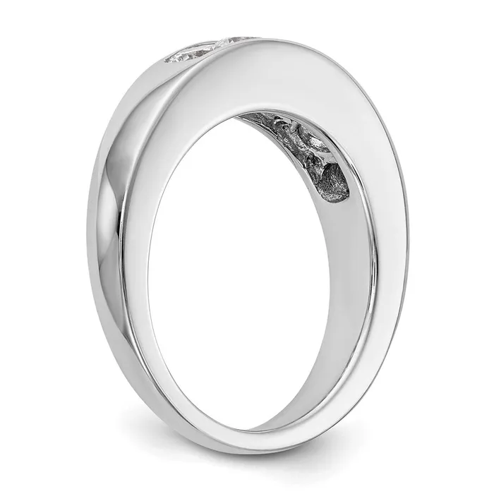 goldiaca Rings 14K White Gold 5Stone Real Diamond Channel Band