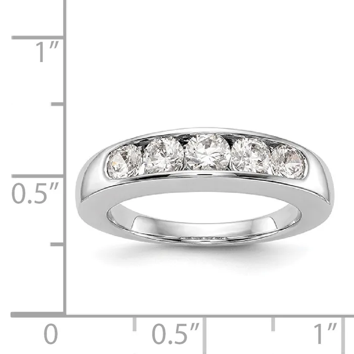 goldiaca Rings 14K White Gold 5Stone Real Diamond Channel Band
