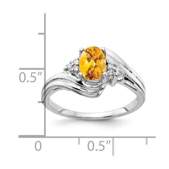 goldiaca Rings 14k White Gold 7x5mm Oval Citrine AA Real Diamond ring