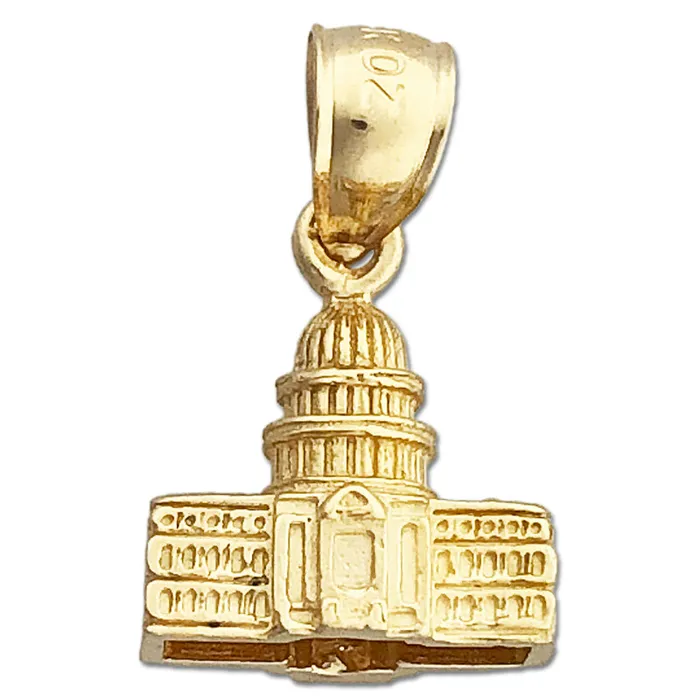 Goldia Charm Necklaces 14K Gold 3D US Capitol Building Washington DC Charm Goldia Charm Necklaces 14K Gold 3D US Capitol Building Washington DC Charm