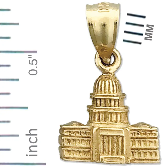 Goldia Charm Necklaces 14K Gold 3D US Capitol Building Washington DC Charm