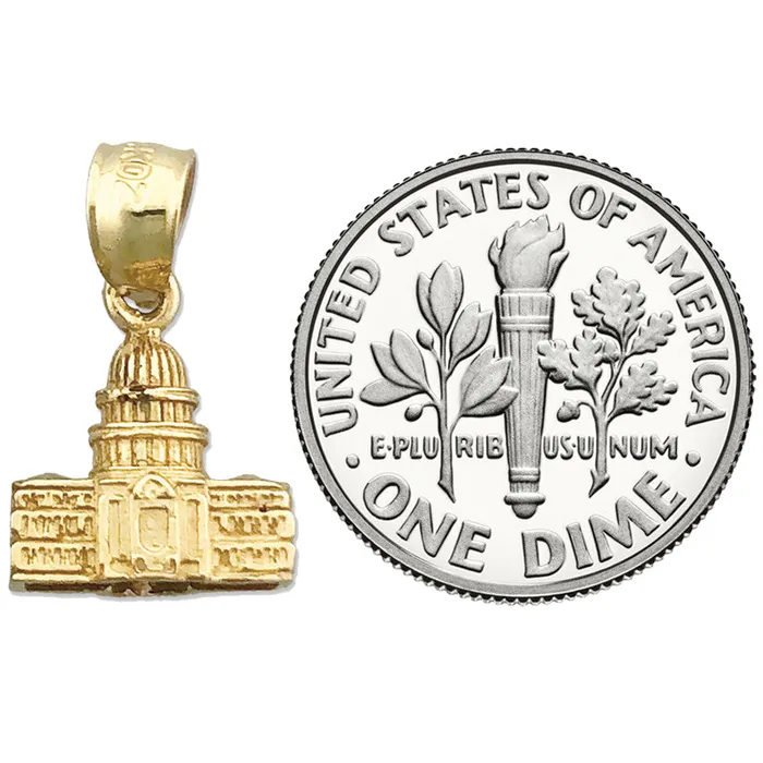 Goldia Charm Necklaces 14K Gold 3D US Capitol Building Washington DC Charm