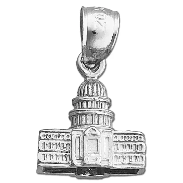 Goldia Charm Necklaces 14K Gold 3D US Capitol Building Washington DC Charm