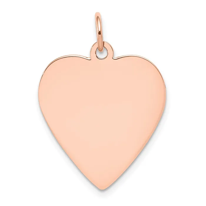 Goldia Charm Necklaces 14k Rose Gold Plain 013 Gauge Engraveable Heart Disc Charm