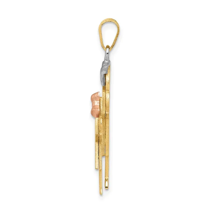 Goldia Charm Necklaces 14k TriColor Gold Big Boy and Little Girl Engravable Charm