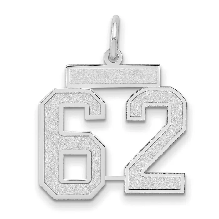 Goldia Charm Necklaces 14k White Goldw Medium Satin Number 62 Charm