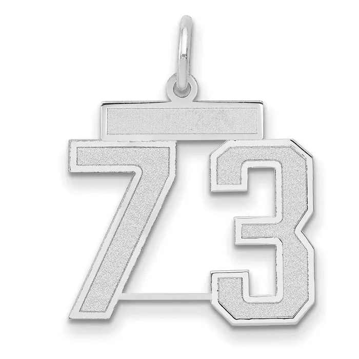 Goldia Charm Necklaces 14k White Goldw Medium Satin Number 73 Charm