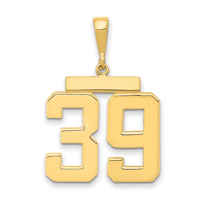 Goldia Charm Necklaces 14k Yellow Gold Large Polished Number 39 Charm