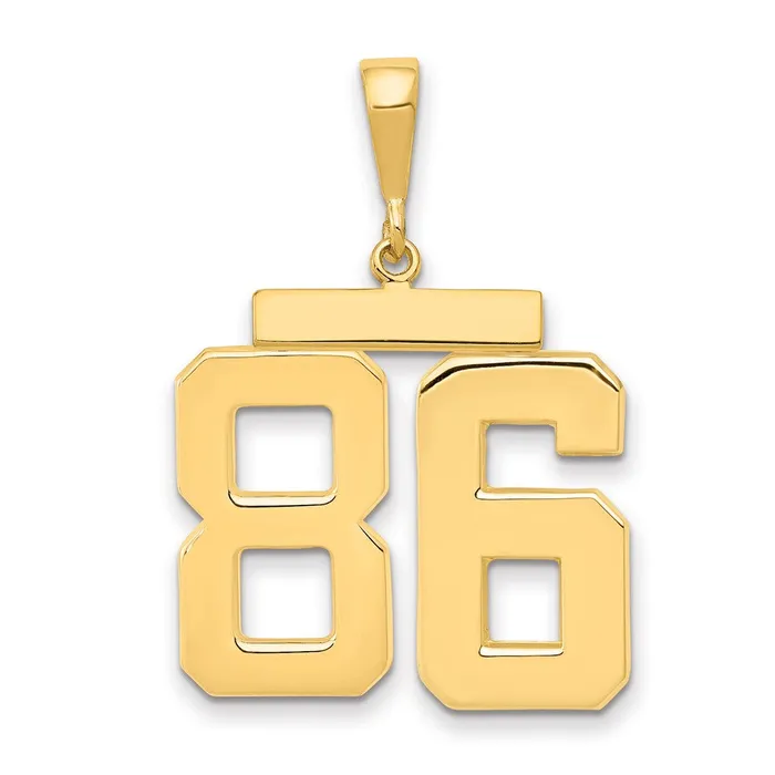 Goldia Charm Necklaces 14k Yellow Gold Large Polished Number 86 Charm
