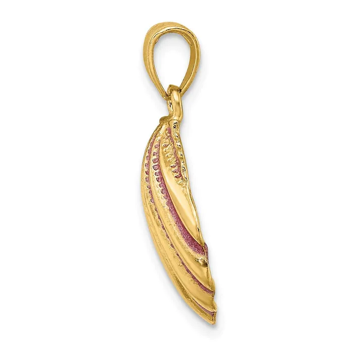 Goldia Charm Necklaces 14k Yellow Gold Pink Enamel Scallop Shell Charm