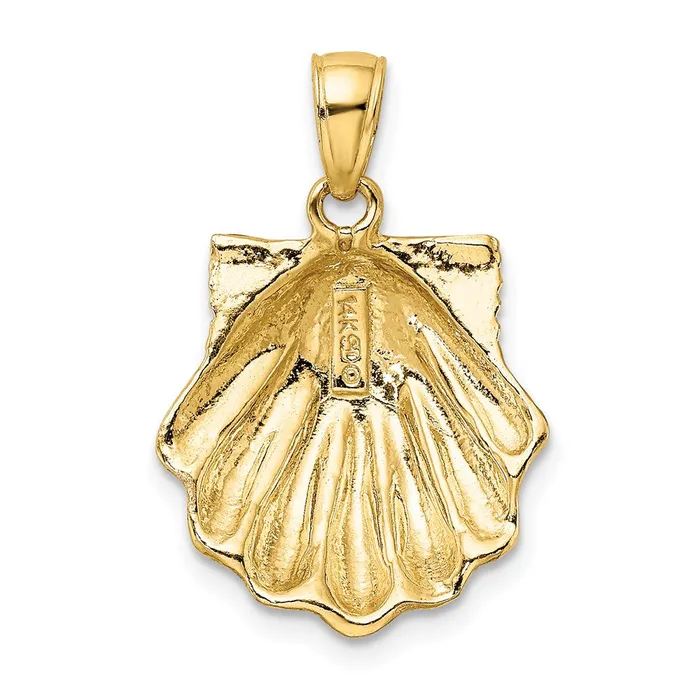 Goldia Charm Necklaces 14k Yellow Gold Pink Enamel Scallop Shell Charm