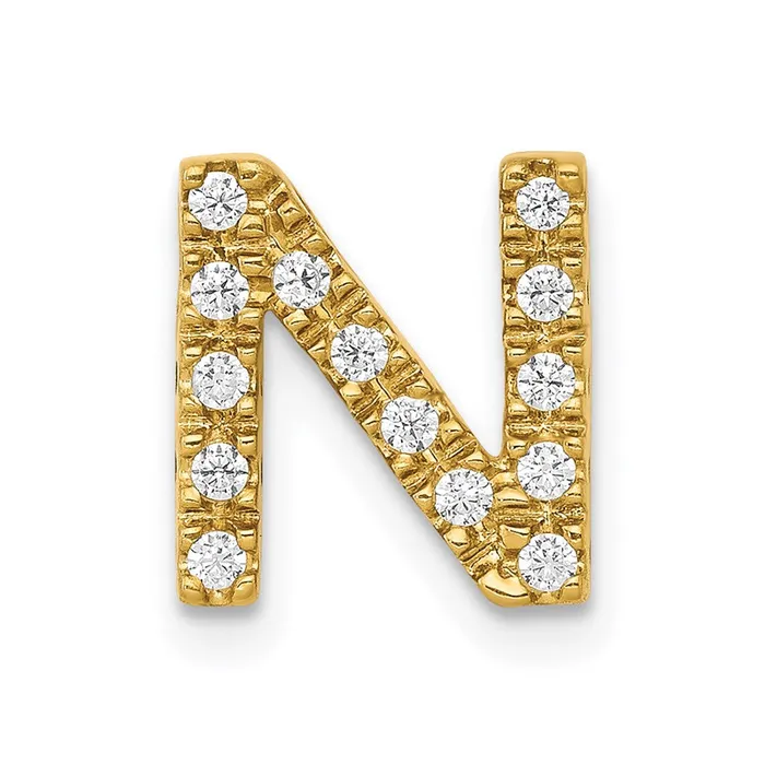 Goldia Charm Necklaces 14K Yellow Gold Real Diamond Letter N Initial Charm