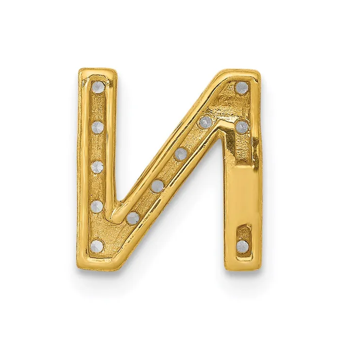 Goldia Charm Necklaces 14K Yellow Gold Real Diamond Letter N Initial Charm