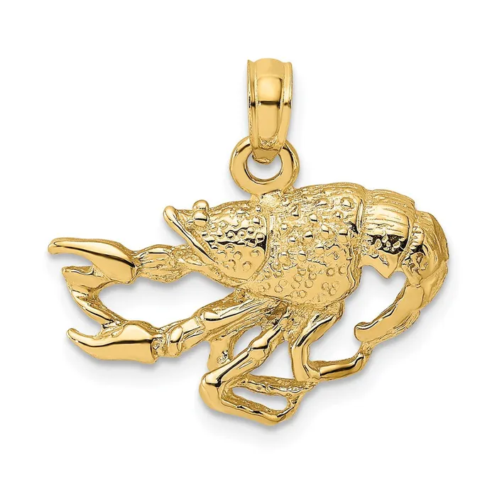 Goldia Charm Necklaces 14k Yellow Gold Textured Crawfish Charm