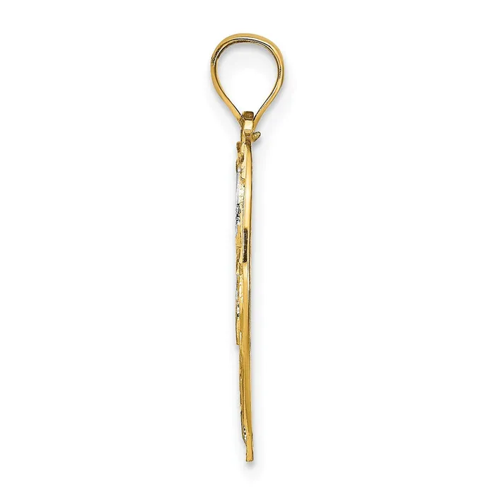 Goldia Charm Necklaces 14k Yellow Rhodium Gold wRhodium Filigree Center Round Charm