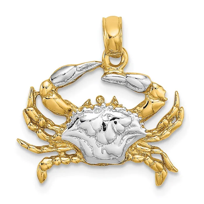 Goldia Charm Necklaces 14k Yellow Rhodium Gold with White Rhodium Charm Blue Crab Charm Goldia Charm Necklaces 14k Yellow Rhodium Gold with White Rhodium Charm Blue Crab Charm