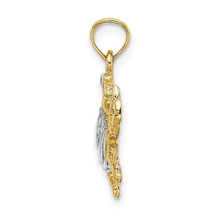 Goldia Charm Necklaces 14k Yellow Rhodium Gold with White Rhodium Charm Blue Crab Charm