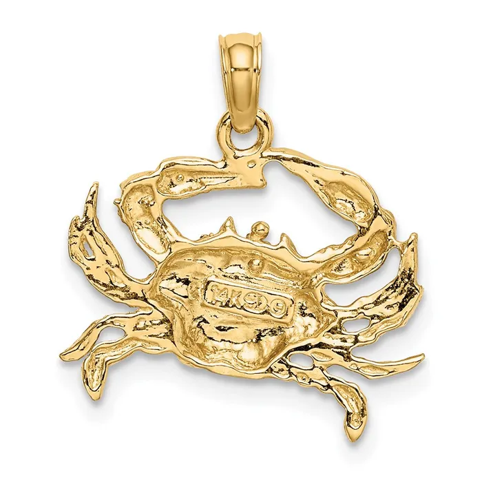Goldia Charm Necklaces 14k Yellow Rhodium Gold with White Rhodium Charm Blue Crab Charm