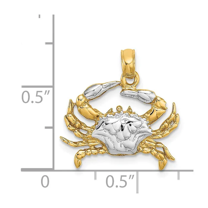 Goldia Charm Necklaces 14k Yellow Rhodium Gold with White Rhodium Charm Blue Crab Charm