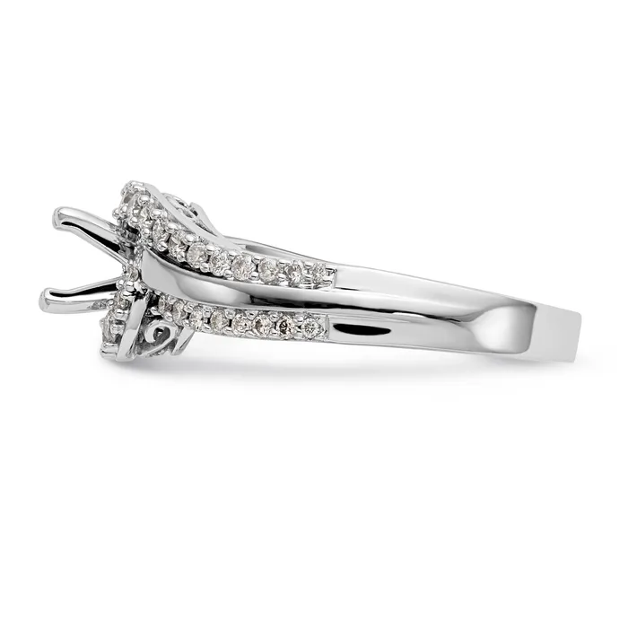 Goldiacom 14k Two tone Peg Set Simulated Diamond By Pass Engagement Ring Rings