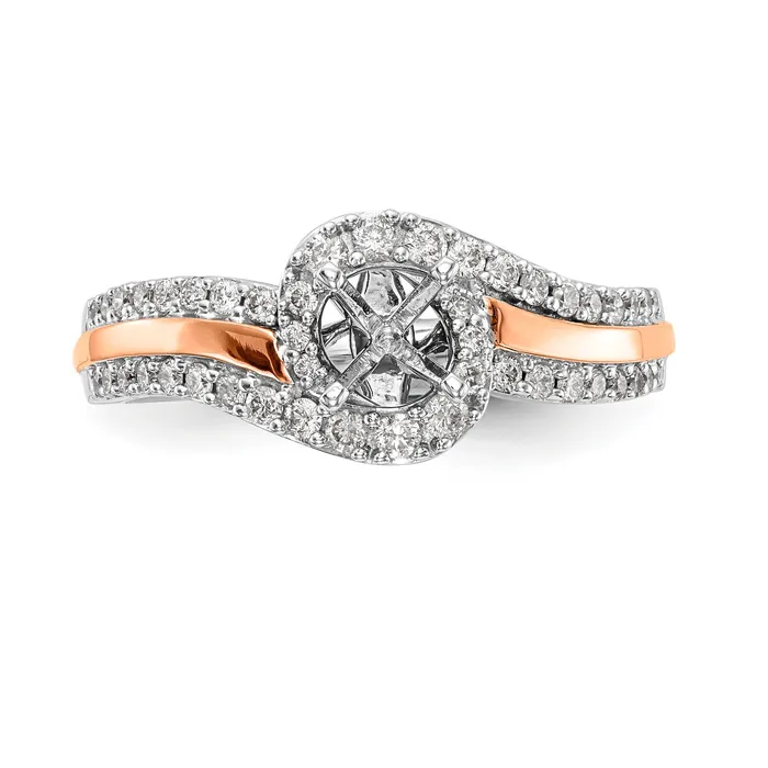 Goldiacom 14k Two tone Peg Set Simulated Diamond By Pass Engagement Ring Rings