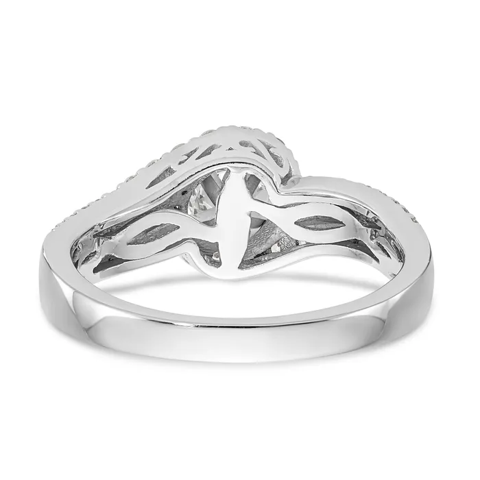Goldiacom 14k Two tone Peg Set Simulated Diamond By Pass Engagement Ring Rings