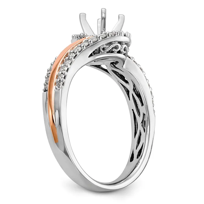 Goldiacom 14k Two tone Peg Set Simulated Diamond By Pass Engagement Ring Rings