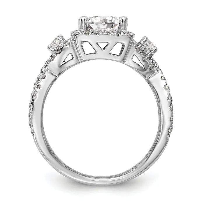 Goldiacom 14K White Gold Diamond Princess CZ Cushion Halo Engagement Ring Rings