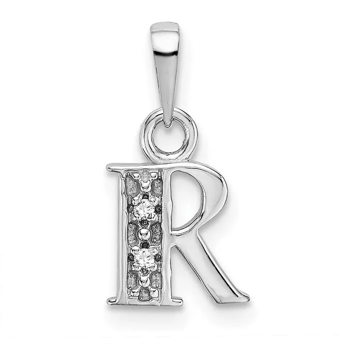 Goldiacom 14K White Gold Polished 01ct Diamond Initial R Charm Charm Necklaces Goldiacom 14K White Gold Polished 01ct Diamond Initial R Charm Charm Necklaces