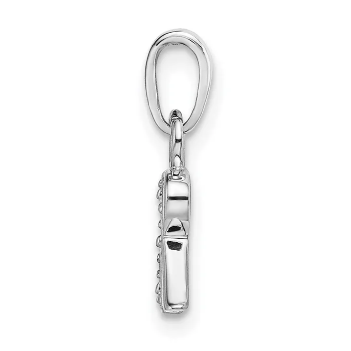 Goldiacom 14K White Gold Polished 01ct Diamond Initial R Charm Charm Necklaces