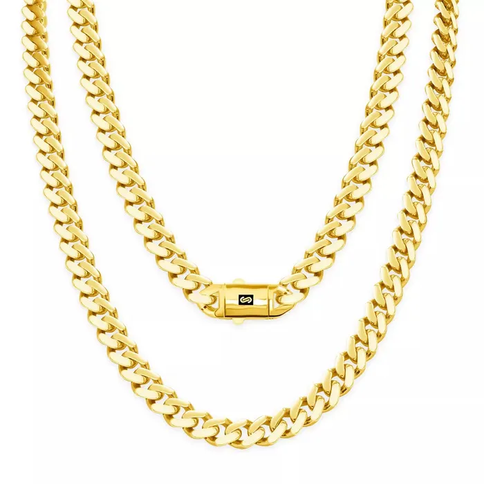 Goldiacom Necklaces 10k Yellow Gold Royal Monaco Miami Cuban Link 75mm Chain Pendant Necklace 22