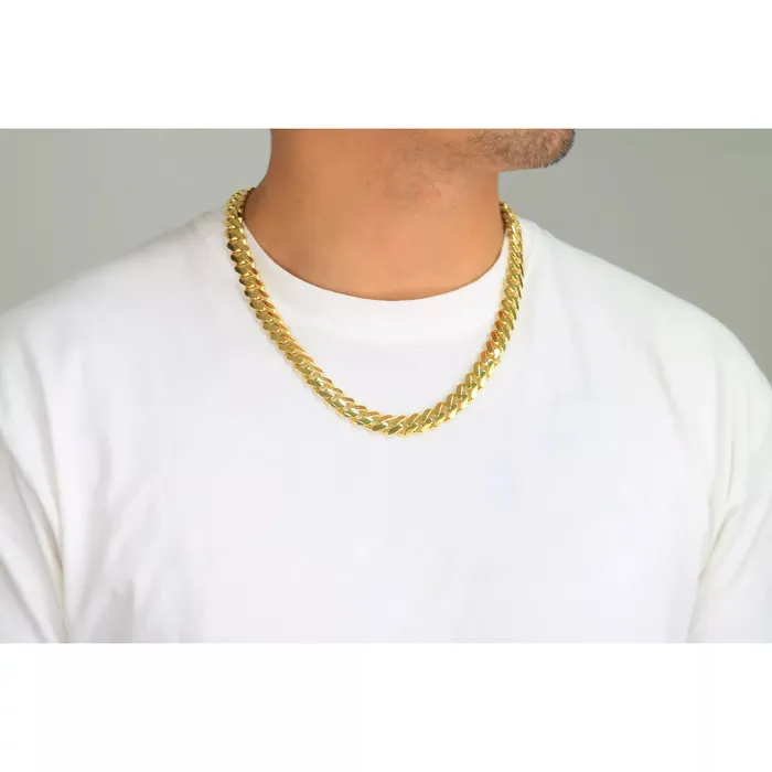 Goldiacom Necklaces 10k Yellow Gold Royal Monaco Miami Cuban Link 75mm Chain Pendant Necklace 22