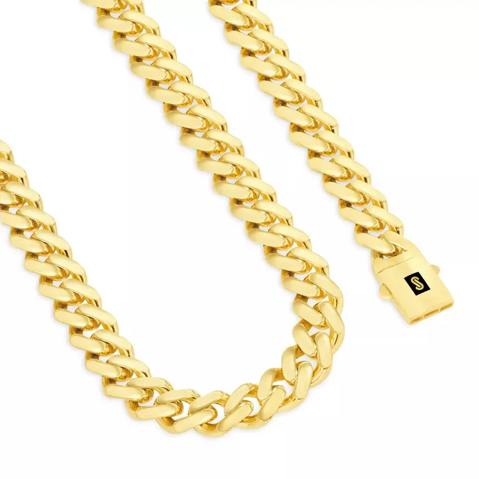 Goldiacom Necklaces 10k Yellow Gold Royal Monaco Miami Cuban Link 75mm Chain Pendant Necklace 22