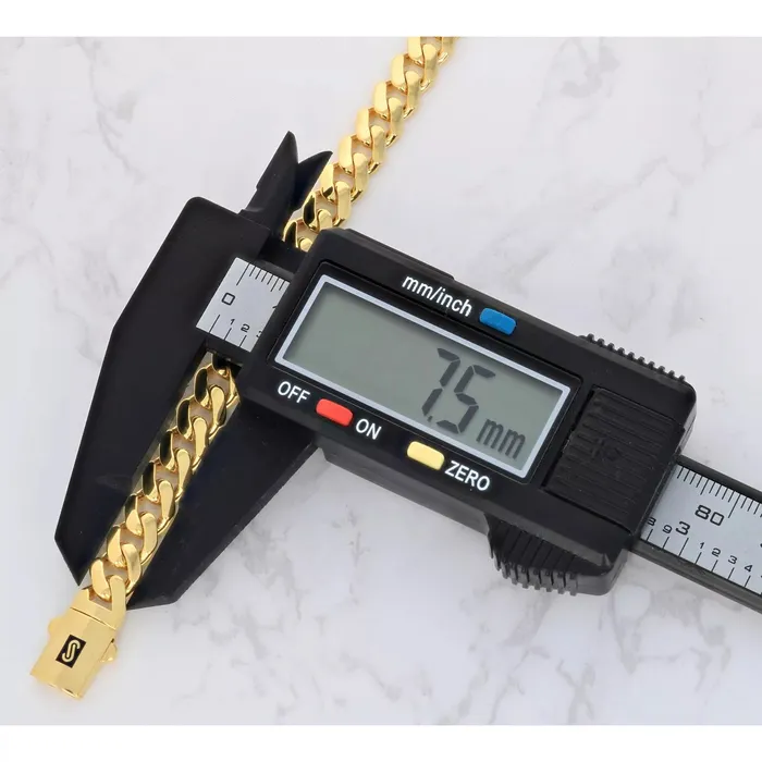 Goldiacom Necklaces 10k Yellow Gold Royal Monaco Miami Cuban Link 75mm Chain Pendant Necklace 22