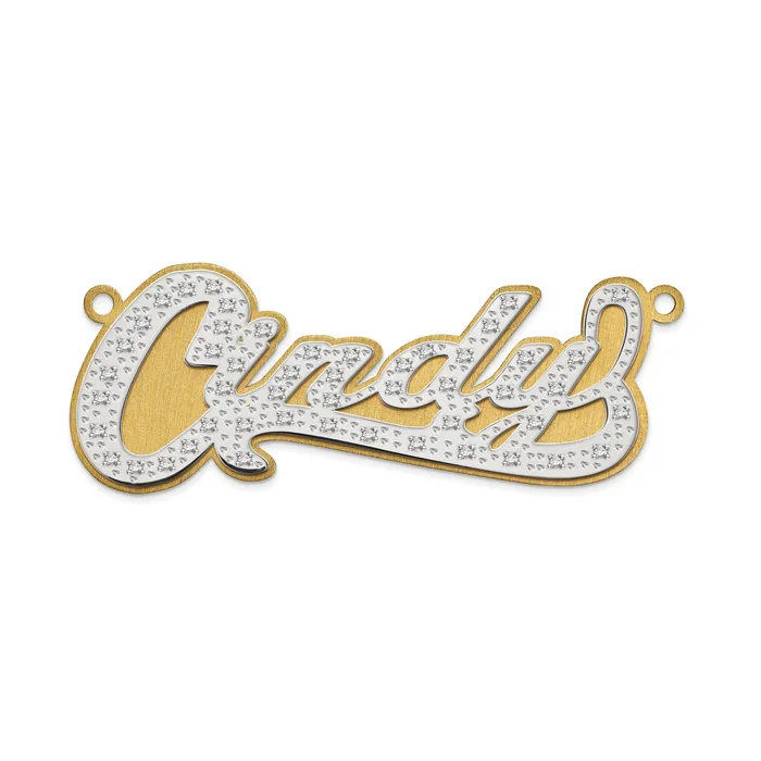 Goldiacom Necklaces 14k 3 Dimensional Diamond Name Plate Pendant