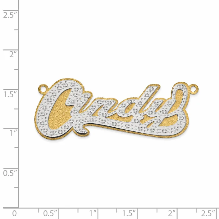 Goldiacom Necklaces 14k 3 Dimensional Diamond Name Plate Pendant