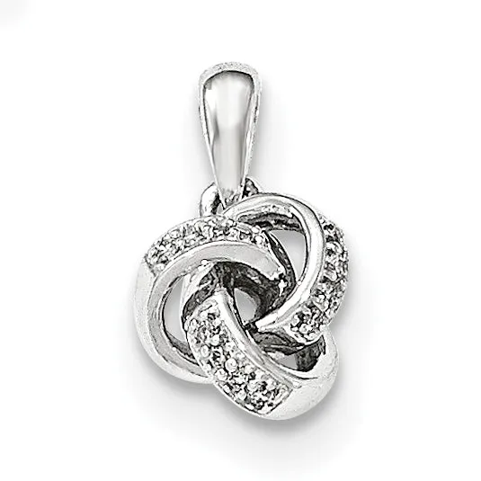 Goldiacom Necklaces 14K White Gold Diamond Knot Pendant