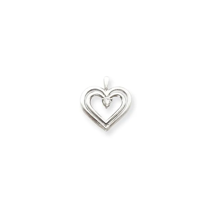 Goldiacom Necklaces 14k White Gold VS Diamond heart pendant