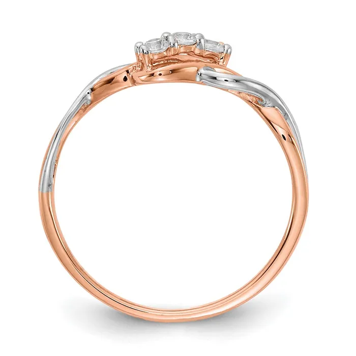 Goldiacom Rings 14k TwoTone Gold 3stone Real Diamond Polished Twist Ring