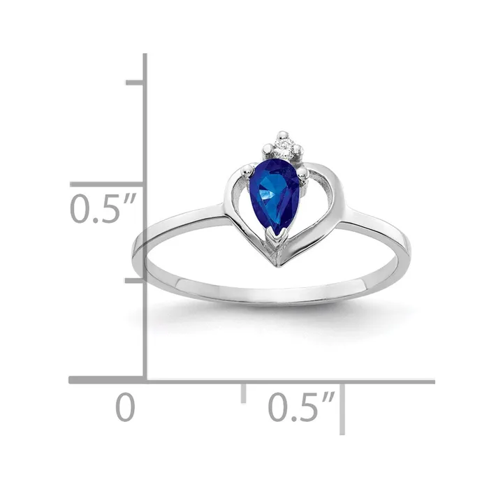 Goldiacom Rings 14k White Gold 5x3mm Pear Sapphire A4 Real Diamond ring