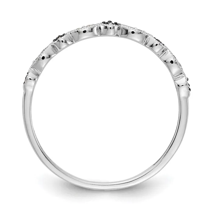 Goldiacom Rings 14k White Gold BlueWhite Real Diamond Fancy Band