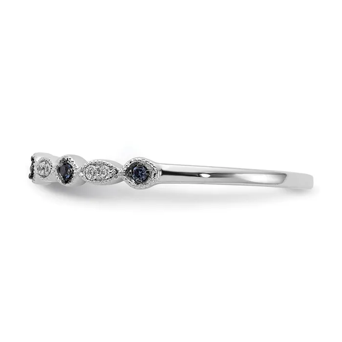Goldiacom Rings 14k White Gold BlueWhite Real Diamond Fancy Band