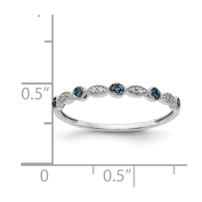Goldiacom Rings 14k White Gold BlueWhite Real Diamond Fancy Band