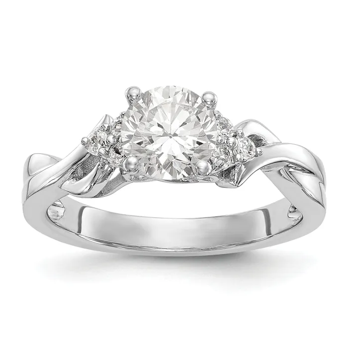 Goldiacom Rings 14k White Gold Diamond Round CZ Criss Cross Engagement Ring Goldiacom Rings 14k White Gold Diamond Round CZ Criss Cross Engagement Ring